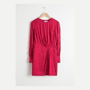 &Other Stories Gathered Satin Mini Dress